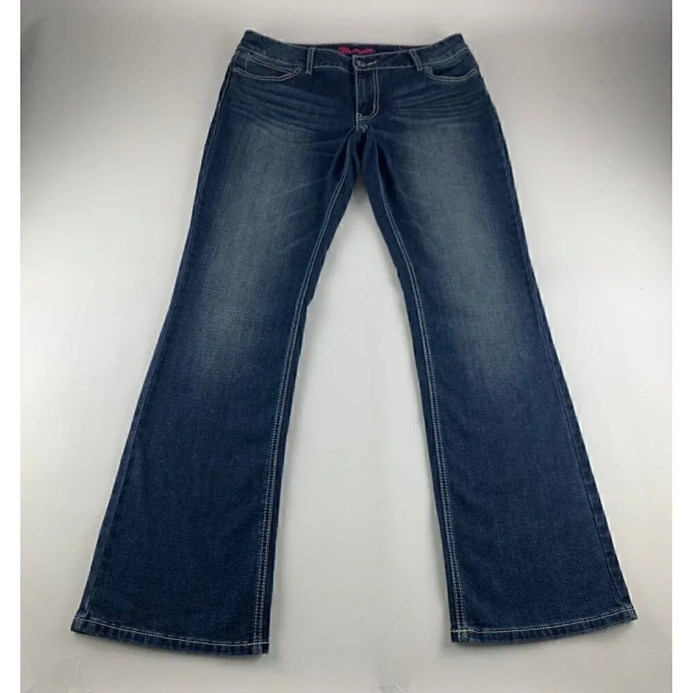 LONG Wrangler Dark Wash Stretch Denim Bootcut Jeans 11 x 34